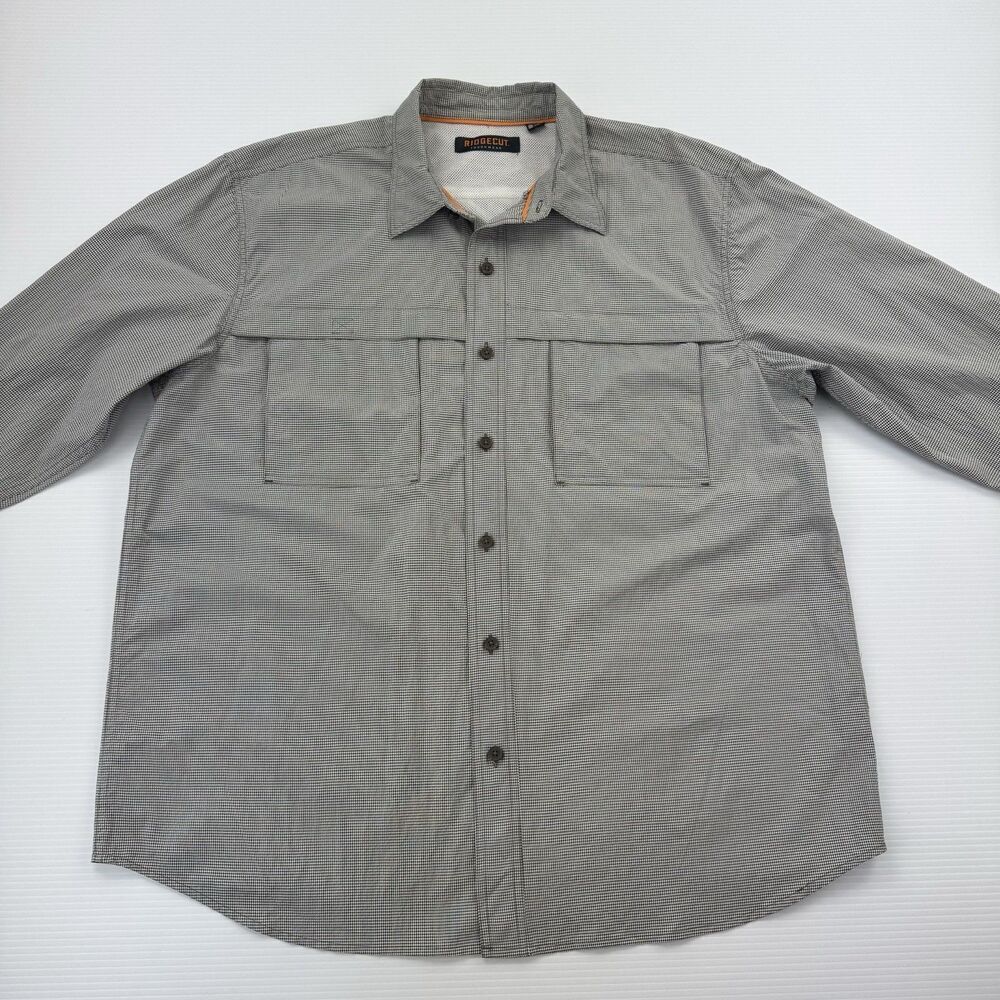 Ridgecut Mens XL Vented Work Shirt Gray Check Button Down Long Sleeve Utility - Picture 6 of 11
